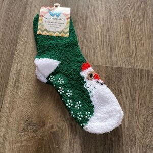 NEW Soft Cozy Fuzzy Santa Socks with gripper bottoms